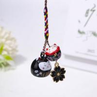Llavero único y bonito Maneki Neko con flor de cerezo, colgante de gato de la suerte fantástico, mochila, dijes, decoración para bolso, correa para teléfono para niñas - details 7