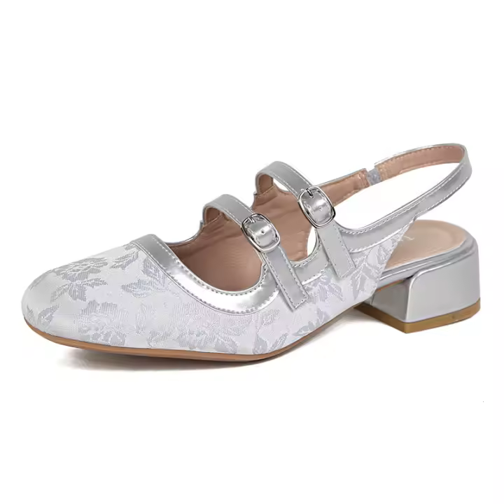Zapatos Mary Jane de tacón grueso, estilo pequeño fragante, boca poco profunda, zapatos individuales con hebilla de una palabra - 1