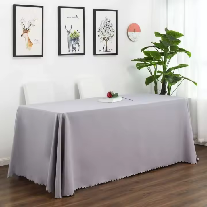 Mantel rectangular blanco de poliéster, utilizado para cumpleaños, bodas, banquetes, decoración de fiestas, mantel para mesa de comedor - 1
