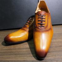 Zapatos de cuero con cordones de piel de vaca cepillada a mano con punta puntiaguda - details 6