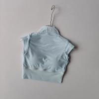 Traje de Yoga de Malla Falsa de Dos Piezas Sujetador Deportivo Transpirable de Manga Corta de Secado Rápido Camiseta Exterior de Poliéster - details 2