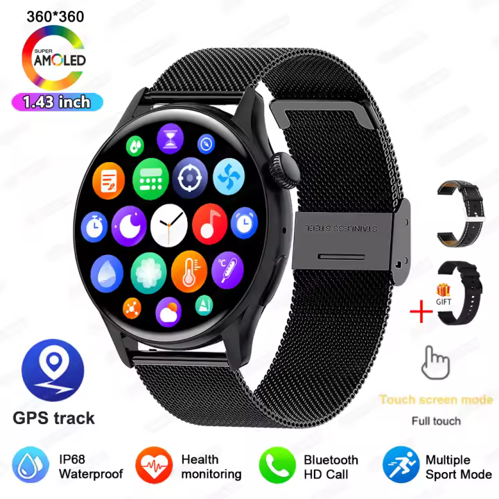 Nuevo Smartwatch 2026 para Mujer, Ultrafino de 8.9MM con Pantalla AMOLED, Carga Magnética, GPS, Seguimiento Deportivo, Llamadas Bluetooth, Frecuencia Cardíaca, Oxígeno en Sangre, Salud, Smartwatch para Hombre - 1