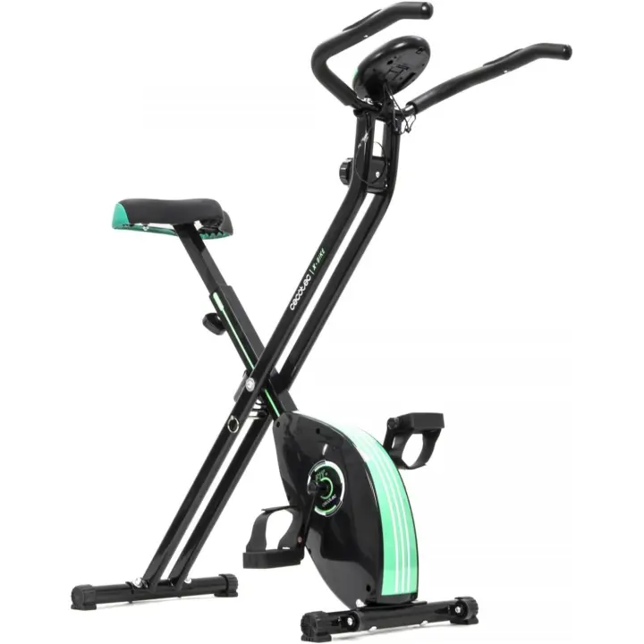 Bicicleta Estática Plegable con Volante de Inercia Sistema Silence Fit, Con y Sin Respaldo, Manillar y Sillín Regulable, Pulsómetro, Pantalla LCD, Soporte para Dispositivos, Ruedas - 1