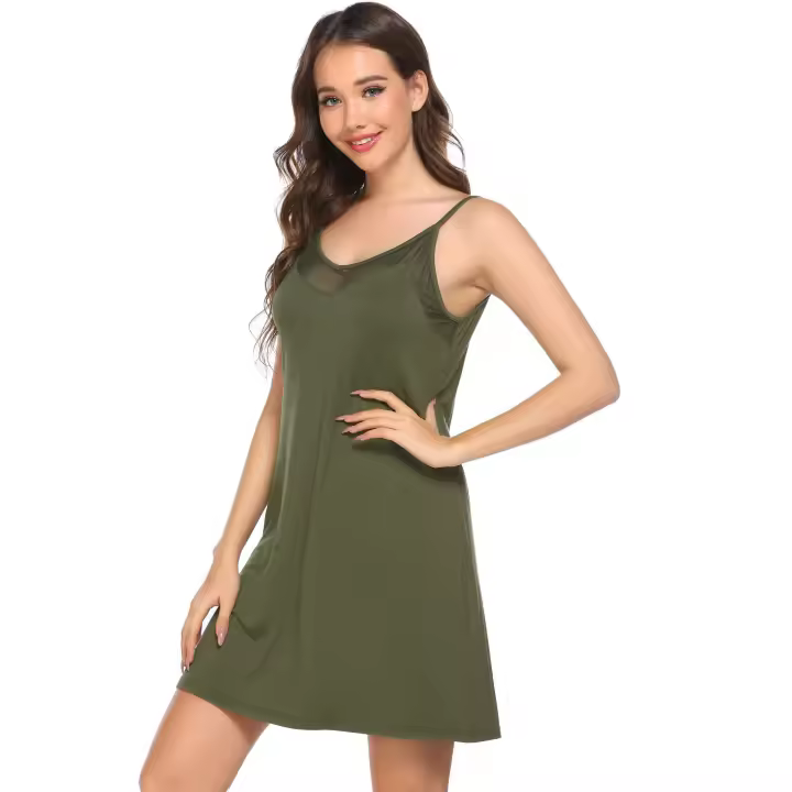 Camisón de Mujer de Verano Sedosa y Perforada Camisón de Algodón Americano-Europeo - 1