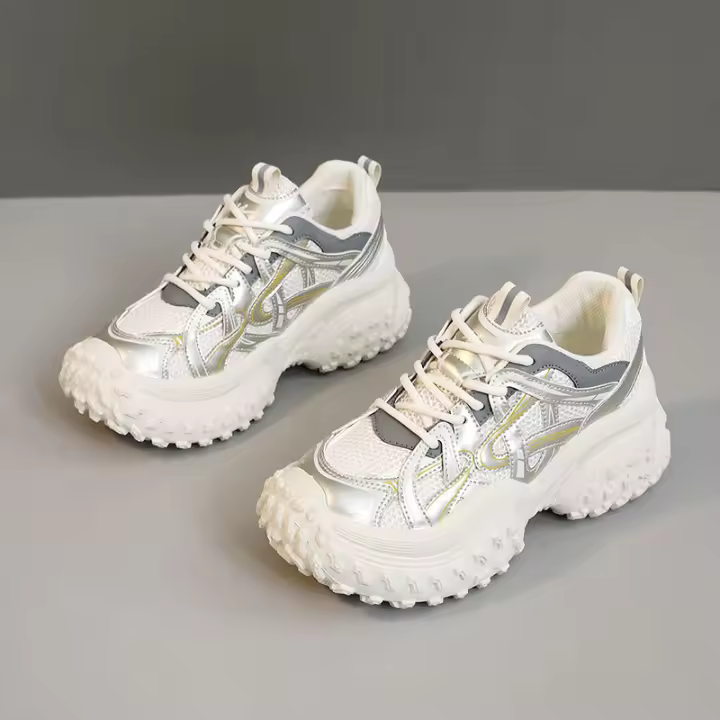 Nuevos zapatos blancos transpirables, zapatos casuales de suela gruesa que aumentan - 1