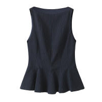 OUWU- Blusas Ajustadas Con Volantes Para Mujer, Cuello Redondo, Sin Mangas, Cremallera Lateral, Camisas Femeninas, Tops Elegantes, Moda - details 2