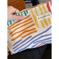 Bolsa de Cosméticos de Viaje Portátil Diseño a Rayas Coloridos de Corduroy - details 5