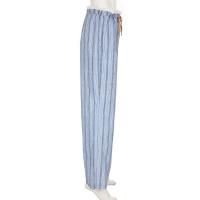 Pantalones holgados de pierna recta a rayas para mujer, moda coreana, cintura elástica, empalme de encaje, pantalones femeninos - details 3