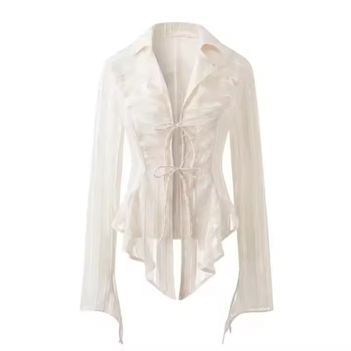 Blusa de Encaje Yedinas Fairycore Manga Larga Cuello Abierto Moda Coreana Chic Primavera 2023 - 1