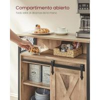 Aparador, Armario de Cocina, con Puerta Corredera, 30 x 70 x 80 cm, Estante Ajustable, Estilo Rústico, - details 5