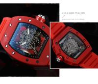 Reloj de Pulsera de Cuarzo de Lujo Automático Estilo Hueco Impermeable Deportivo Correa de Cuero - details 1