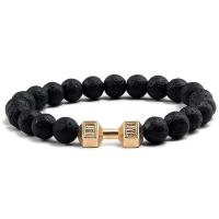 Brazalete Vintage para hombre, colgante con mancuerna de cuentas de piedra Natural, pulsera de hilo elástico para regalo de amigo, superventas - details 6