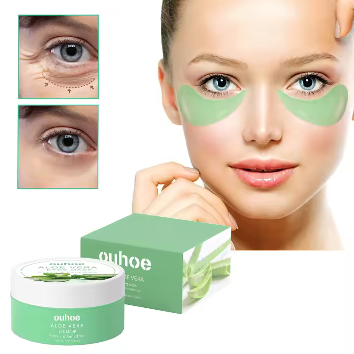 60 unidades de mascarilla de colágeno para ojos de Aloe Vera para reducir las ojeras y las bolsas de los ojos, parche hidratante para los ojos, productos para el cuidado de la piel - 1