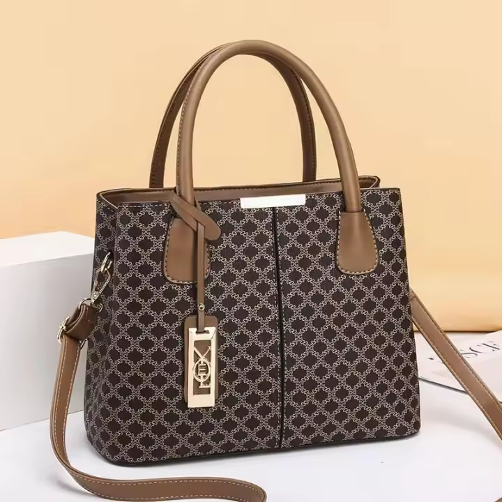 Bolso de mujer decorado con letras a la moda, bolso cruzado empalmado de gran capacidad, bolso de hombro simple, mochila de lujo de alta gama - 1