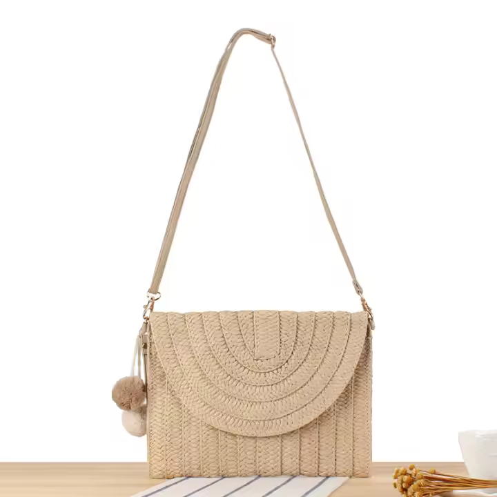 2025 nueva bolsa trenzada de papel hecha a mano simple y de moda bolsa trenzada multiusos bolsa de playa bolsa casual para mujer - 1