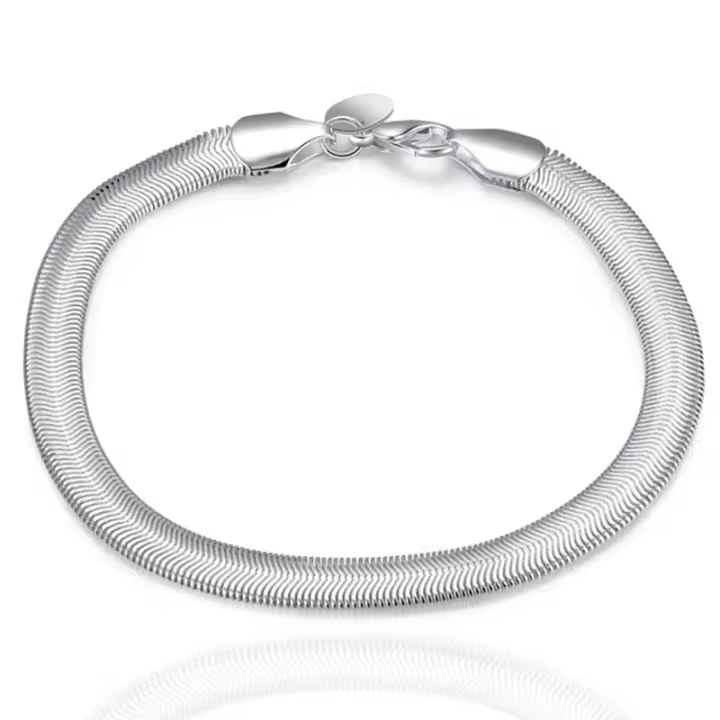 Pulsera de cadena de serpiente lateral de Plata de Ley 925, joyería de encanto, 6mm - 1