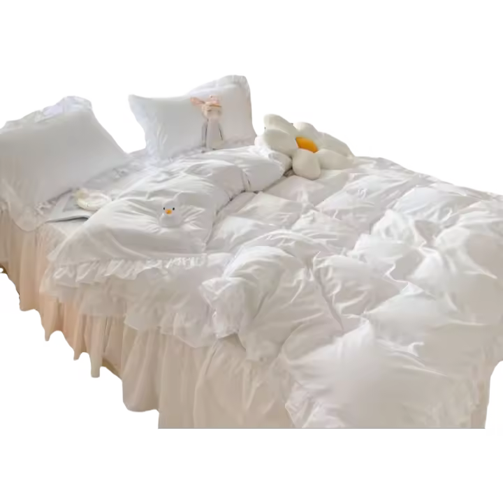 Ins wind-falda de cama con volantes de encaje hecho a mano, conjunto de cuatro - 1