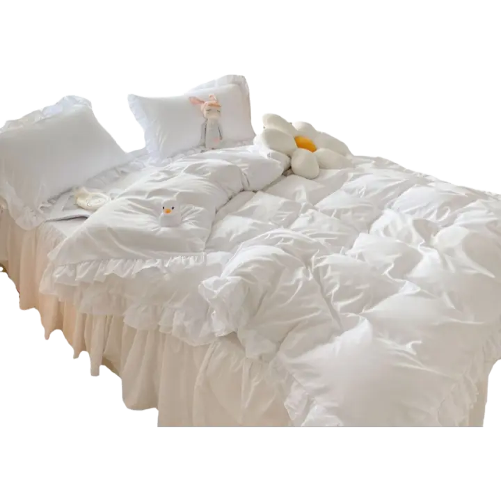 Ins wind-falda de cama con volantes de encaje hecho a mano, conjunto de cuatro - 1