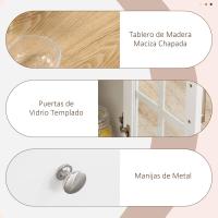 Cocina Isla Multifuncional con Ruedas 2 Cajones, 3 Puertas de Vidrio Templado, Toallera y Especiero - details 5