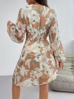 Elegante vestido vintage con cuello en V floral para mujer - details 6