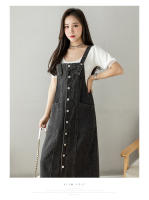 Vestido de mezclilla para mujer Vestido largo con tirantes sueltos y lisos - details 9