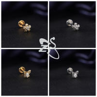 ZS 1 pieza de Color dorado, 16G, acero inoxidable, Labret, Piercing para labio, hombres y mujeres, cristal CZ, cartílago de oreja, Tragus, hélice, Piercings con parte trasera plana - details 12