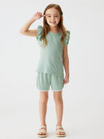 Conjunto De Verano Para Bebé Niña 2024 Shorts Y Camiseta Cómodo Transpirable Ropa De Casa Estilo Casual Sin Mangas Cuello Redondo - details 10