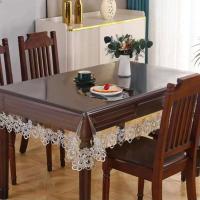 ENCE Mantel rectangular de PVC bordado impermeable, resistente al aceite, transparente, cubierta de mesa, decoración de fiesta - details 1