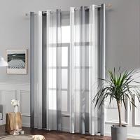 Elegante Cortina de Ventana de Ojos Translucentes a Rayas Material de Poliéster Suave - details 1