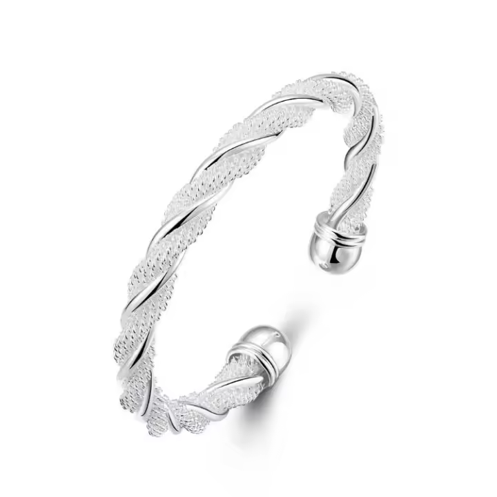 Pulsera abierta chapada en plata de cobre esmerilado para mujer, pulsera de palo dorado de moda Simple de Europa y Estados Unidos - 1