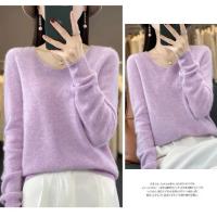 2024 100% Merino pura lana con cuello en V Otoño e Invierno suéter nuevo suéter de cachemira de las mujeres Casual de punto Top DMR201 - details 30