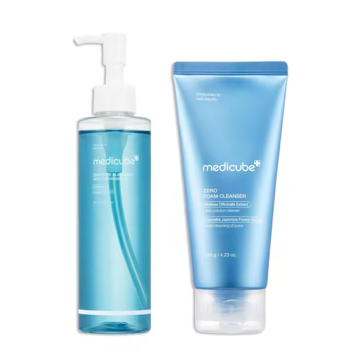 medicube Double Duo para limpieza facial: aceite de limpieza profunda de poros y puntos negros y limpiador de espuma cero - 1
