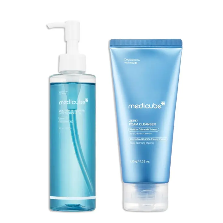medicube Double Duo para limpieza facial: aceite de limpieza profunda de poros y puntos negros y limpiador de espuma cero - 1
