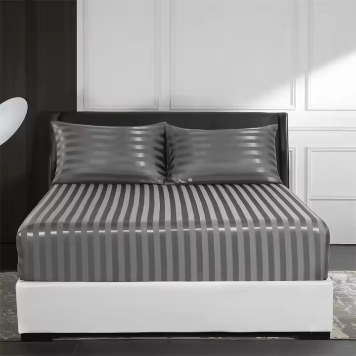 Sábanas bajera de alta calidad, sábanas suaves de seda satinada para cama - 1