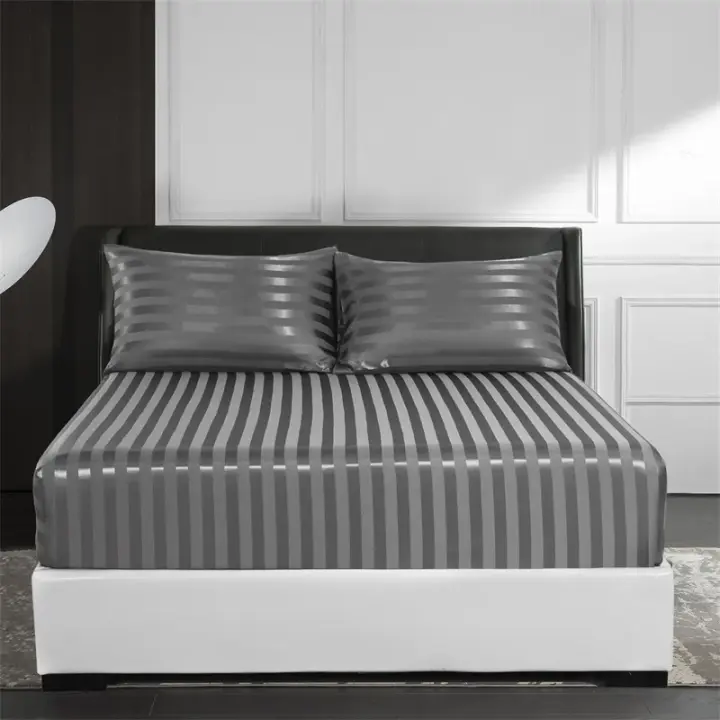 Sábanas bajera de alta calidad, sábanas suaves de seda satinada para cama - 1