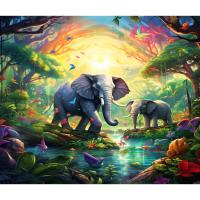 RUOPOTY Pintura al óleo DIY por números Kit Elefante 40x50cm Pintura al óleo de animales sin marco en lienzo Estilo Abstracto Material de Lienzo Tipo de Pintura Propylene - details 0