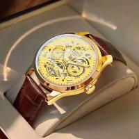 Reloj Deportivo de Lujo para Hombres Correa de Cuero Romano Esterlino Reloj de Cuarzo Automático - details 4