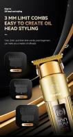 Kemei-cortadora de pelo profesional Retro para hombre, máquina eléctrica inalámbrica con pantalla LCD, recargable, para Barbero y barba - details 4