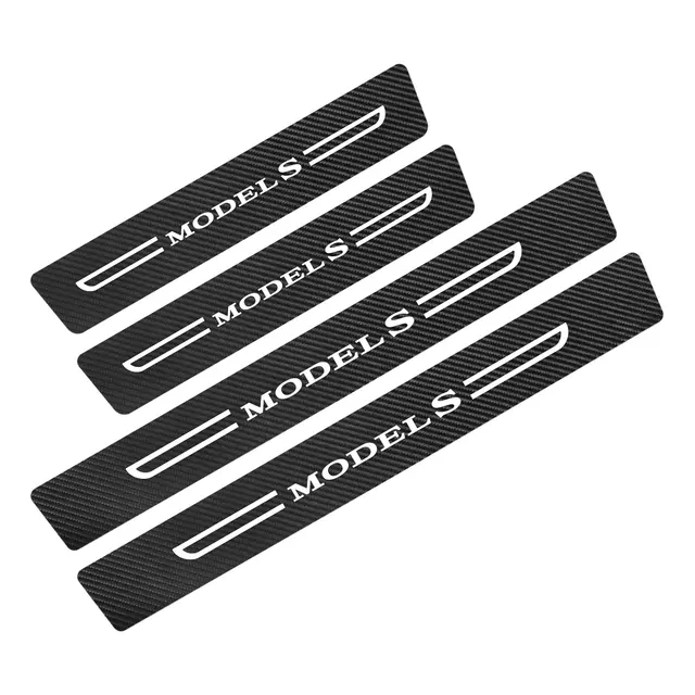 Pegatina Protectora de Fibra de Carbono para Puerta de Coche 4PCS Antirregante Adhesivo de Protección de Auto Accesorios para Tesla M - 1