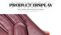 Guantes de piel de oveja para mujer, manoplas cortas de terciopelo fino para pantalla táctil, de cuero, de buena calidad, para invierno, 2226 - details 32