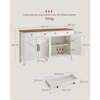 Aparador, Armario de Almacenaje con Cajón, Armario de Cocina con Puertas y Estante Regulable, Estilo Campo, para Salón, Comedor, 40 x 80 x 80 cm, Blanco Rústico y Marrón Miel - details 10