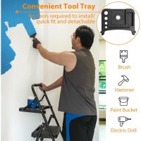 Escaleras Plegables de 4 Escalones, Capacidad de 150KG con Pedales Antideslizantes Anchos, Taburete de Mano de Acero, Manubrio de Esponja, Uso en Interiores y Exteriores, Negro - details 2