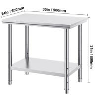 SucceBuy Mesa de trabajo de acero inoxidable 24 x 18 x 34 pulgadas Capacidad de carga de 700 libras 4 ruedas 3 niveles de altura ajustables Mesa de trabajo de preparación de alimentos resistente Cocina comercial Restaurante Plata - details 1