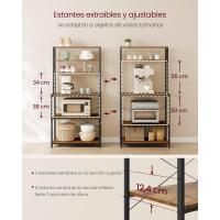 EstanterÍa de Cocina, EstanterÍa de PanaderÍa, 6 Estantes y 6 Ganchos, para Microondas, Marco de Acero, Industrial, 40 x 80 x 167 cm, MarrÓn RÚstico y Negro - details 6