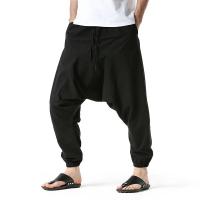 Pantalones de Lineno y Algodón para Hombres Pantalones Anchos Casuales con Cintura Baja - details 2