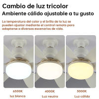 Ventilador de techo de 20,5 pulgadas con luz y mando a distancia, bombilla LED E27 de 40 W, 3 cambios de luz, sin cable, apto para cocina, dormitorio y habitaciones pequeñas. - details 11