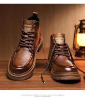 Nuevas botas cortas casuales, zapatos de herramientas negros retro americanos de alta gama para hombres - details 6