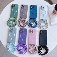 Funda con correa de cordón ajustable con revestimiento magnético de lujo para iPhone 15, 13, 12, 11, 14 Pro Max Plus, banda para el cuello con cuerda de nailon con carga inalámbrica - details 2