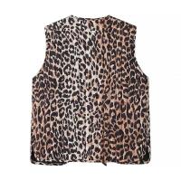 BUNO-chaleco elegante con estampado de leopardo para mujer, nueva moda 20225, chaquetas sin mangas con lazo y cuello en V, chaleco ajustado Vintage, Top corto - details 4