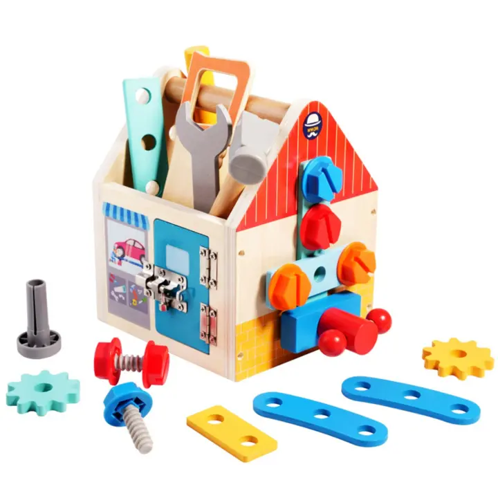 Toddler Tool Set -  Wooden Kids Tools with Box / Bench / Tool House, Montessori Educational Pretend Play Preschool Toys - 1
